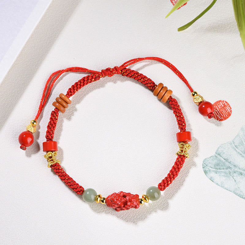 Buddha Stones Jahr des Pferdes, Zinnober, Hetian-Jade, rotes Armband - image 11