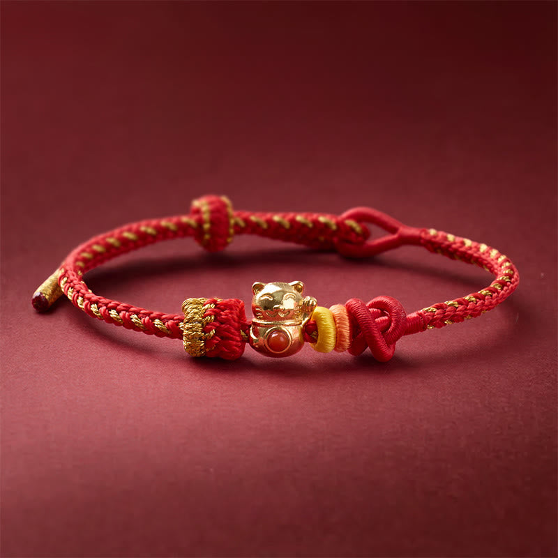 Buddha Stones Katzenarmband aus kupferrotem Garn - Kupfer (Handgelenkumfang: 13-25 cm) - image 0