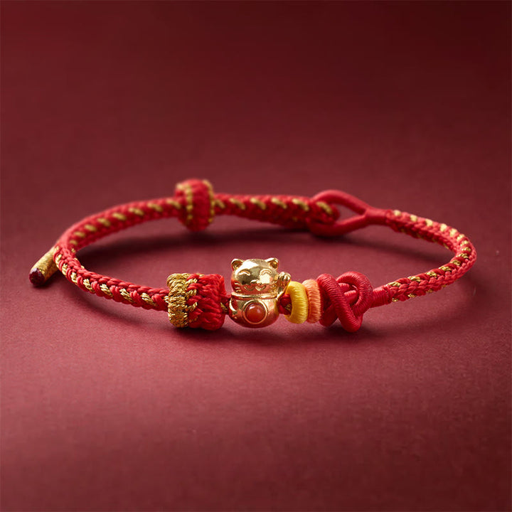 Buddha Stones Katzenarmband aus kupferrotem Garn - Kupfer (Handgelenkumfang: 13-25 cm) - image 0