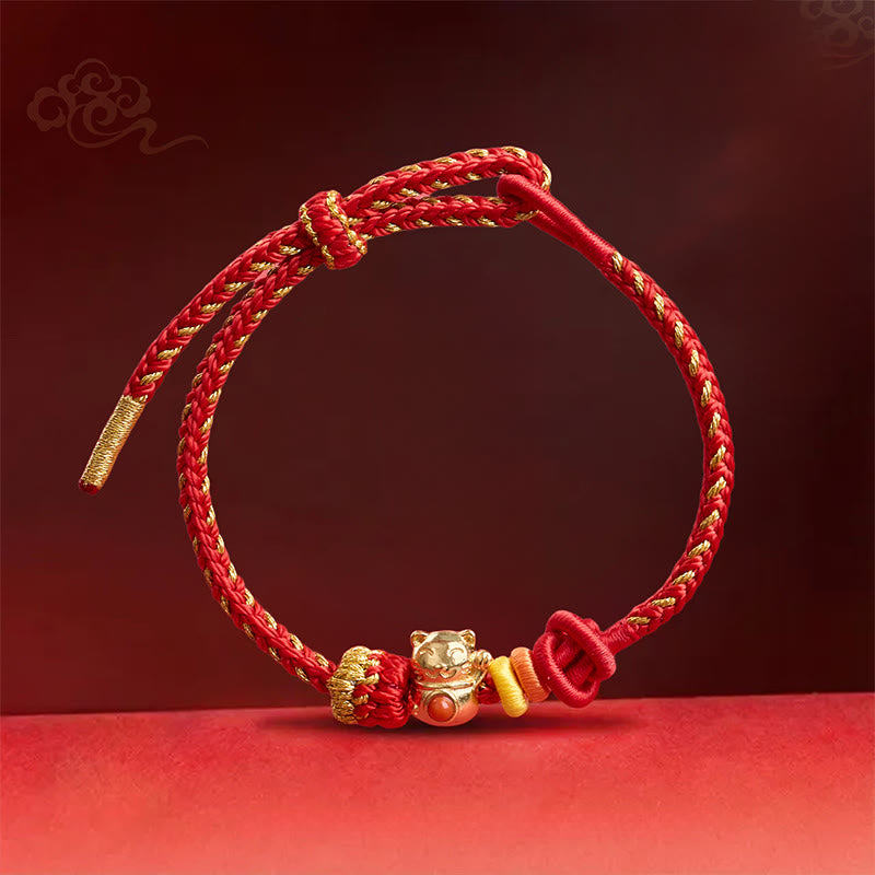 Buddha Stones Katzenarmband aus kupferrotem Garn - image 2