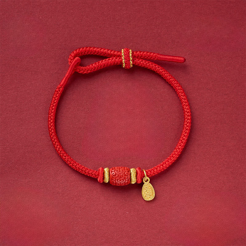 Buddha Stones Om Mani Padme Hum Fu Charakter Kupferrotes Schnur Glücksarmband - Kupferrote Perlenkette mit Wolkenmuster (Handgelenkumfang: 13-25 cm) - image 8
