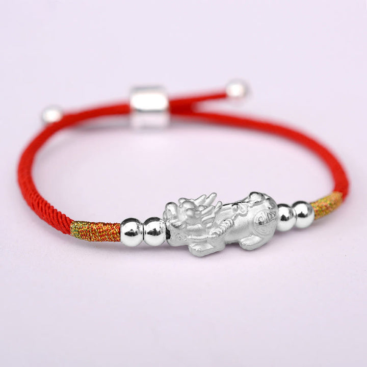 Buddha Stones 24K vergoldetes PiXiu Luck Red String Armband - Rotes Armband (Silber) (Handgelenkumfang 12-19 cm) - 999 Sterlingsilber - image 15