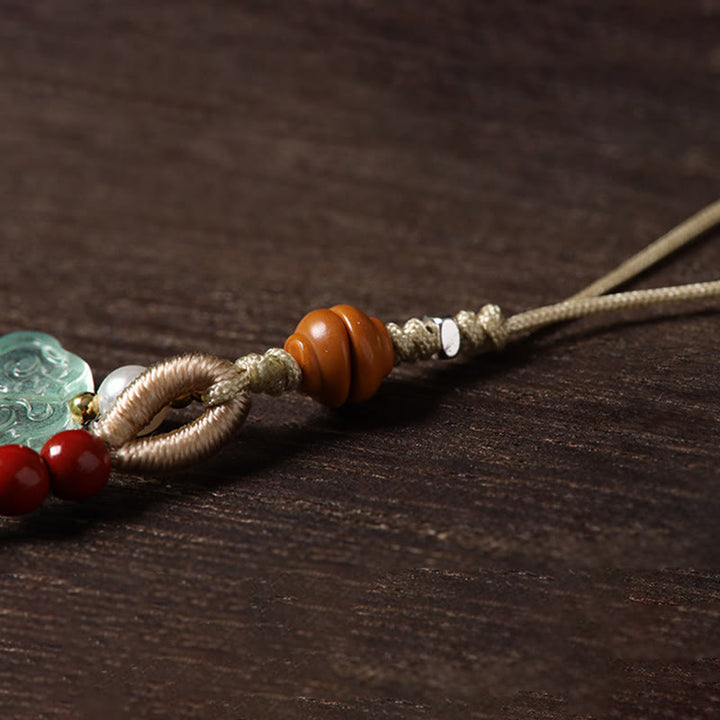 Buddha Stones Jahr des Pferdes Kupfer Zinnober Blauer Chalcedon Roter Achat Liuli Glücks-Handy-Anhänger - image 15