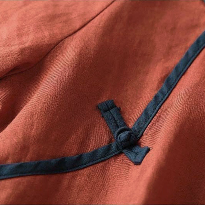 Buddha Stones Retro Blumenstickerei Design Langarm Damenshirt aus Baumwolle und Leinen - image 3