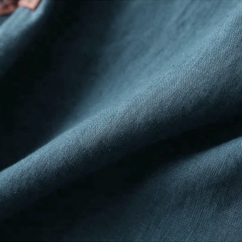 Buddha Stones Retro Blumenstickerei Design Langarm Damenshirt aus Baumwolle und Leinen - image 11