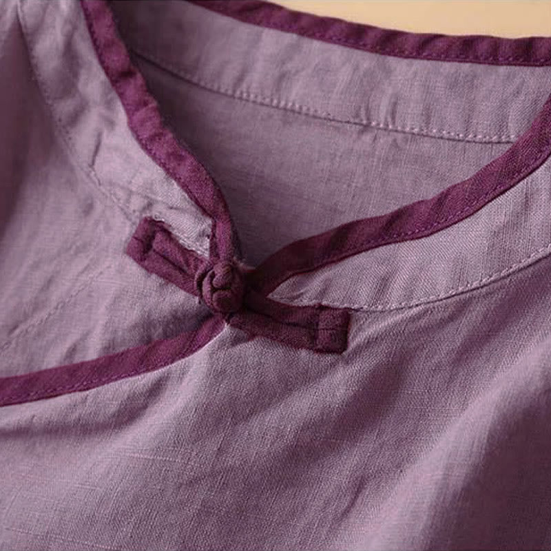 Buddha Stones Retro Blumenstickerei Design Langarm Damenshirt aus Baumwolle und Leinen - image 17