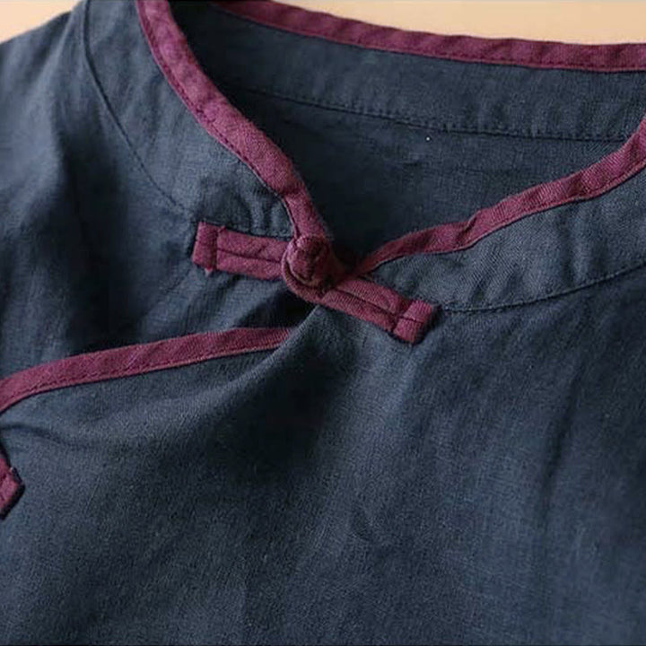 Buddha Stones Retro Blumenstickerei Design Langarm Damenshirt aus Baumwolle und Leinen - image 22