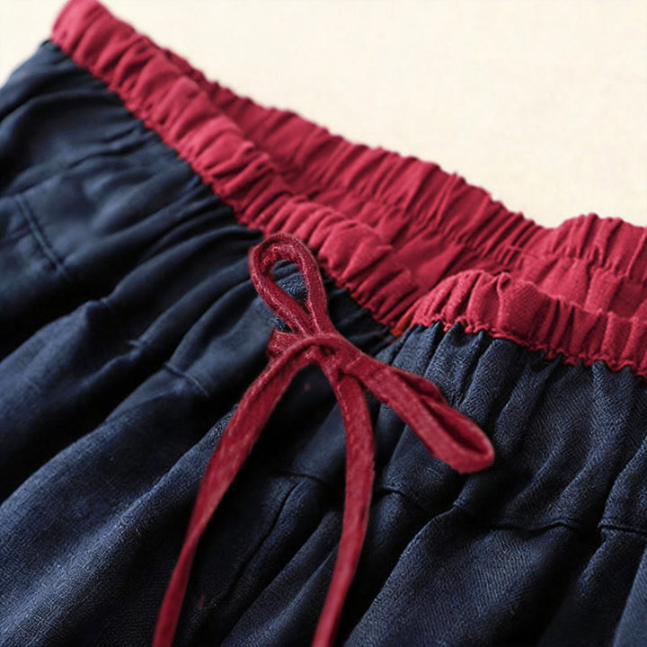 Buddha Stones Damen-Haremshose mit farblich abgesetztem Design, Länge 7-8 Zoll, mit Taschen - image 14