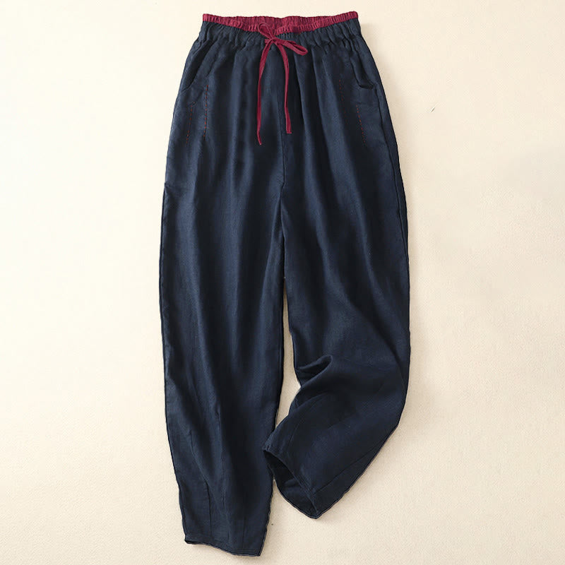 Buddha Stones Damen-Haremshose mit farblich abgesetztem Design, Länge 7-8 Zoll, mit Taschen - image 12