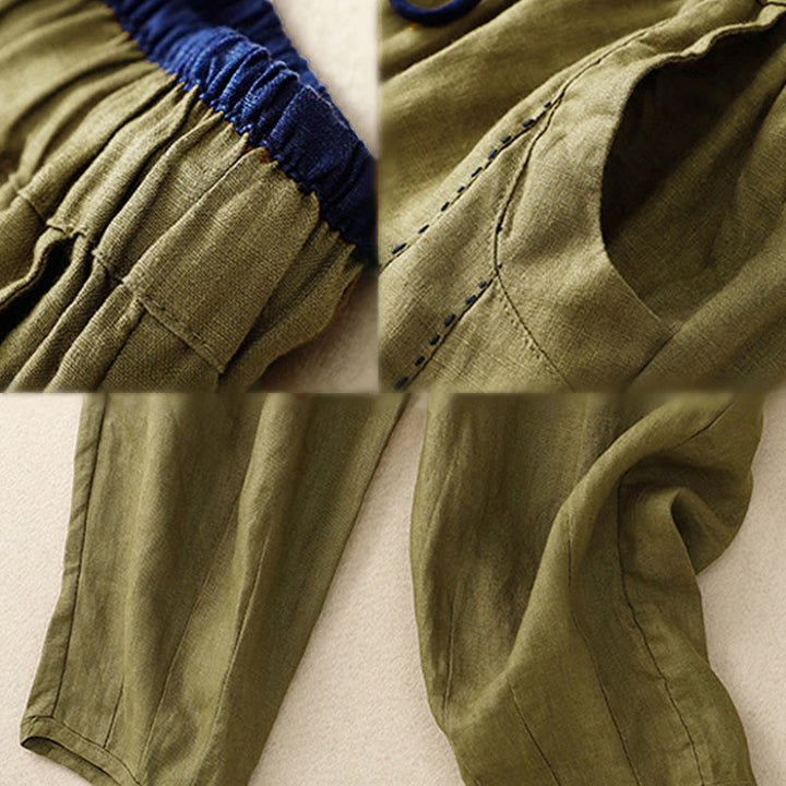 Buddha Stones Damen-Haremshose mit farblich abgesetztem Design, Länge 7-8 Zoll, mit Taschen - image 11