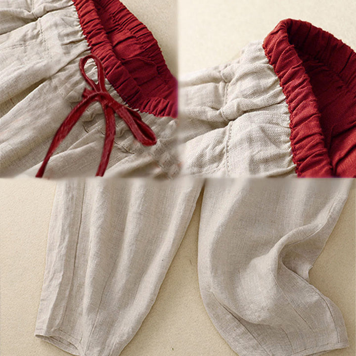 Buddha Stones Damen-Haremshose mit farblich abgesetztem Design, Länge 7-8 Zoll, mit Taschen - image 7