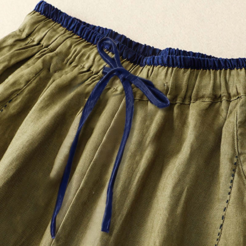 Buddha Stones Damen-Haremshose mit farblich abgesetztem Design, Länge 7-8 Zoll, mit Taschen - image 10