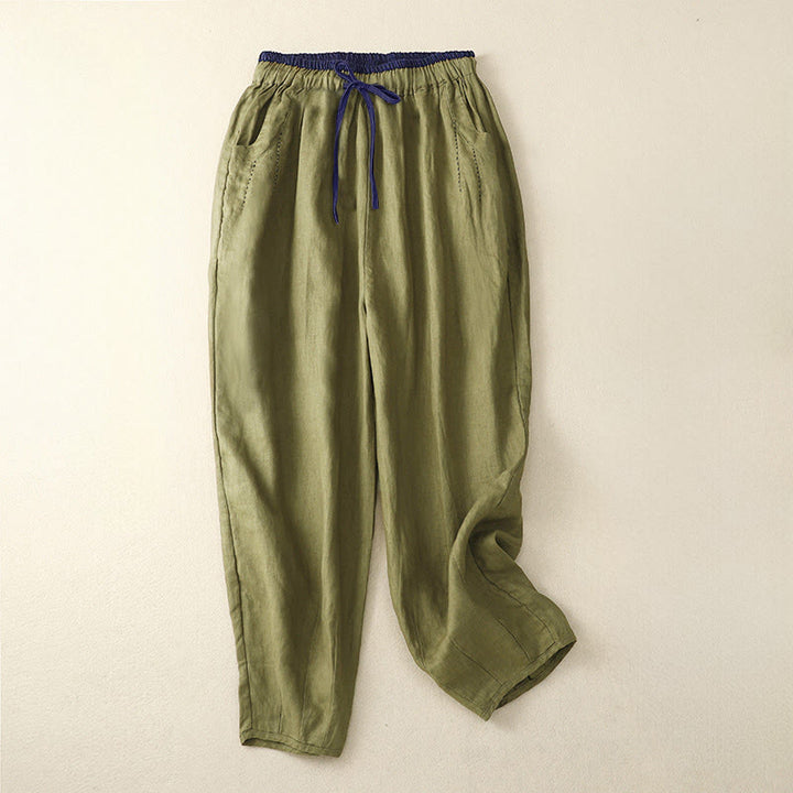 Buddha Stones Damen-Haremshose mit farblich abgesetztem Design, Länge 7-8 Zoll, mit Taschen - Olivgrün - US 8-10, UK/AU 12-14, EU 40-42 (2XL) - image 9