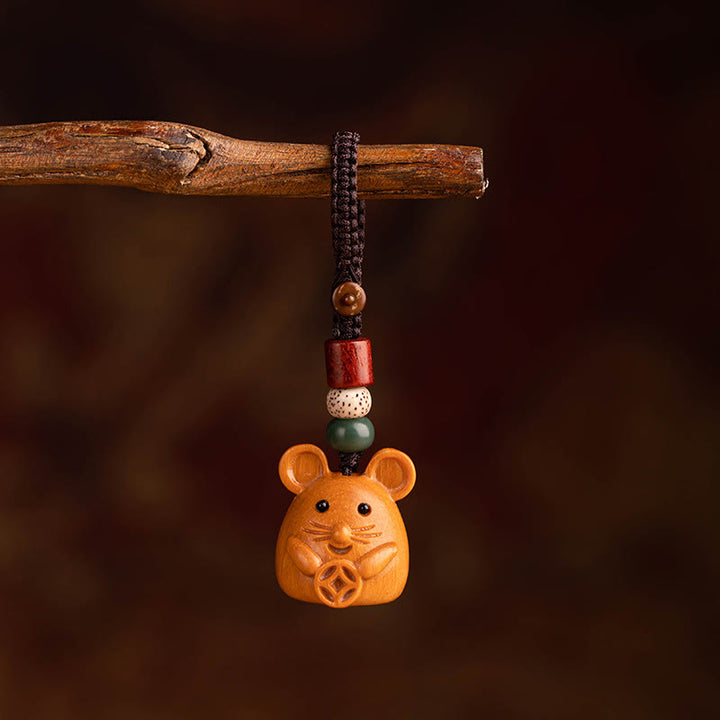 Buddha Stones Schlüsselanhänger aus rotem Sandelholz, Stern, Mond und Bodhi-Samen – Segenswunsch für das Jahr des Pferdes - Rotes Sandelholz Stern Mond Bodhi Samen Ratte - image 8