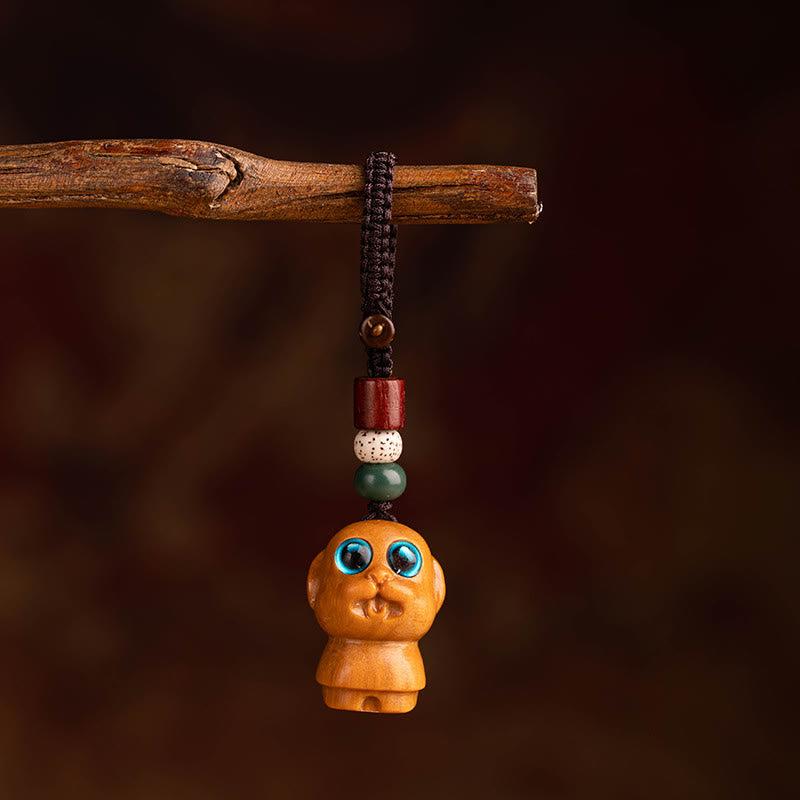 Buddha Stones Schlüsselanhänger aus rotem Sandelholz, Stern, Mond und Bodhi-Samen – Segenswunsch für das Jahr des Pferdes - Rotes Sandelholz, Stern, Mond, Bodhi-Samen, Hund - image 41