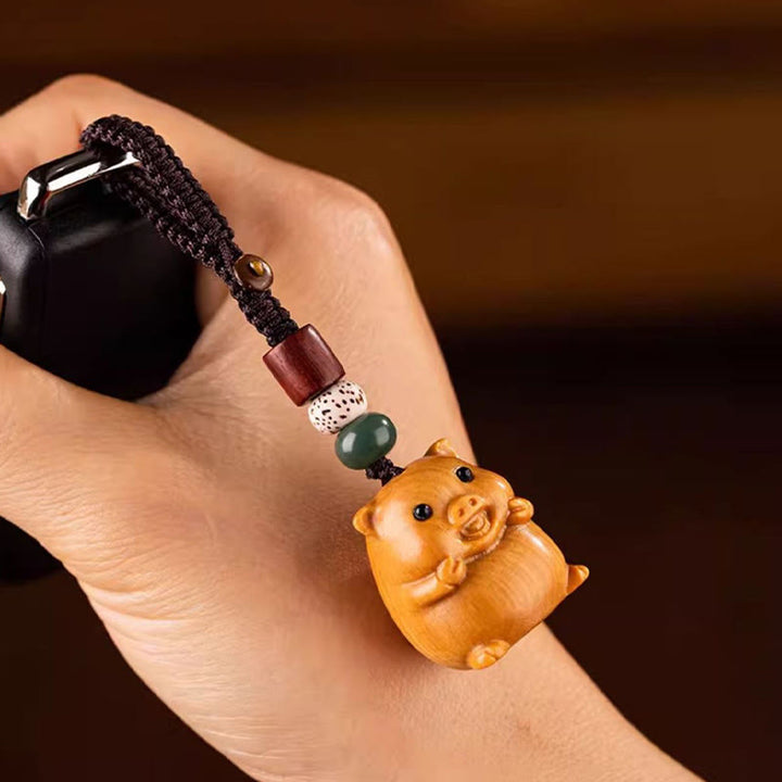 Buddha Stones Schlüsselanhänger aus rotem Sandelholz, Stern, Mond und Bodhi-Samen – Segenswunsch für das Jahr des Pferdes - image 45