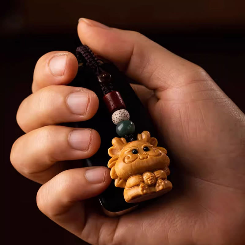 Buddha Stones Schlüsselanhänger aus rotem Sandelholz, Stern, Mond und Bodhi-Samen – Segenswunsch für das Jahr des Pferdes - image 22