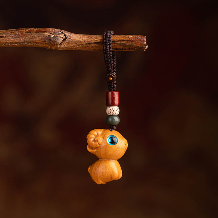 Buddha Stones Schlüsselanhänger aus rotem Sandelholz, Stern, Mond und Bodhi-Samen – Segenswunsch für das Jahr des Pferdes - Rotes Sandelholz Stern Mond Bodhi Samen Ziege - image 32