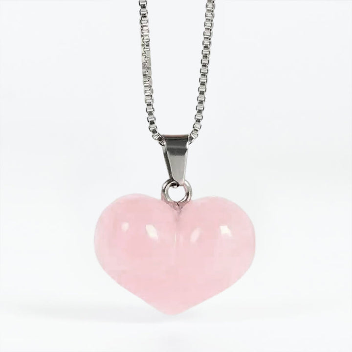 Buddha Stones ​​Herz-Design Amethyst Topas Rosa Kristall Opal Tigerauge Weißer Kristall Roter Jaspis Amazonit Grüner Aventurin Schwarzer Obsidian Citrin Balance Halskette Anhänger - Rosa Kristall - image 12