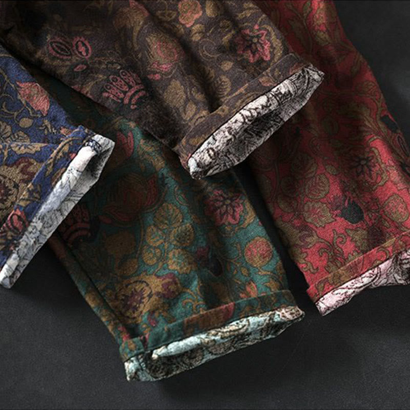 Buddha Stones Maxikleid aus Baumwolle für Damen mit Retro-Blumenmuster, A-Linien-Schnitt und langen Ärmeln - image 16