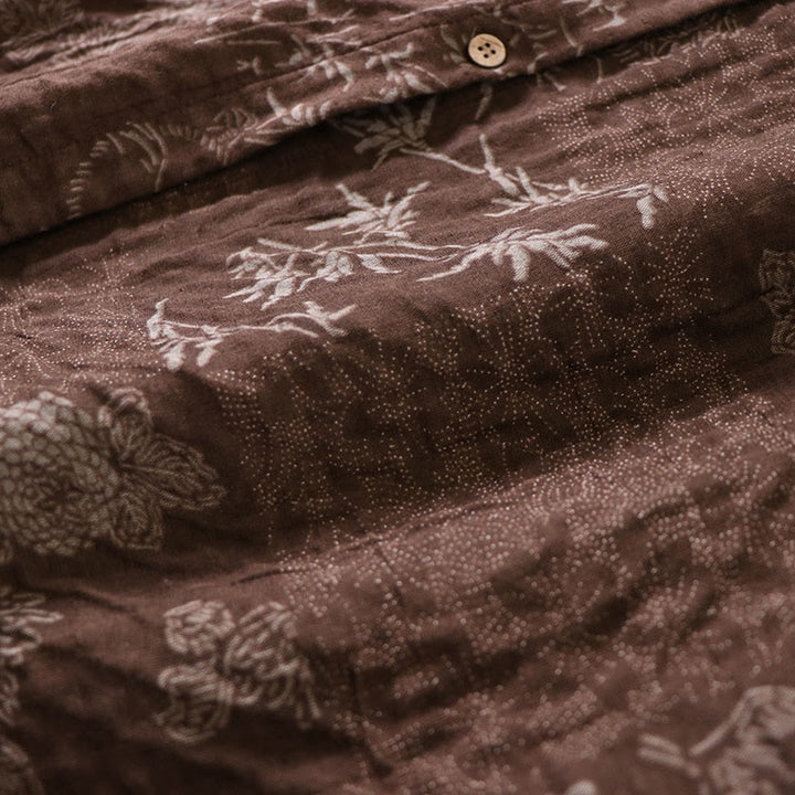 Buddha Stones Damen-Midikleid aus Baumwolle mit Bambus-Blumenmuster, langen Ärmeln, Knöpfen und Taschen - image 13