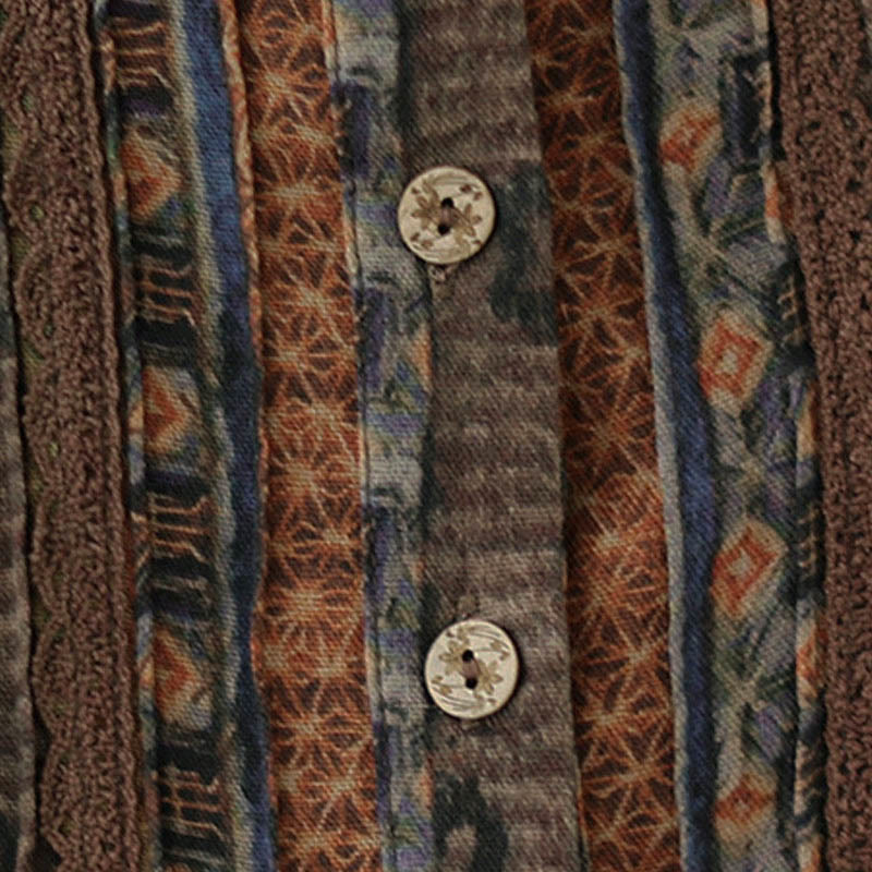 Buddha Stones Retro-Damenbluse mit floralem Print, Faltenwurf, langen Ärmeln und Taschen - image 12