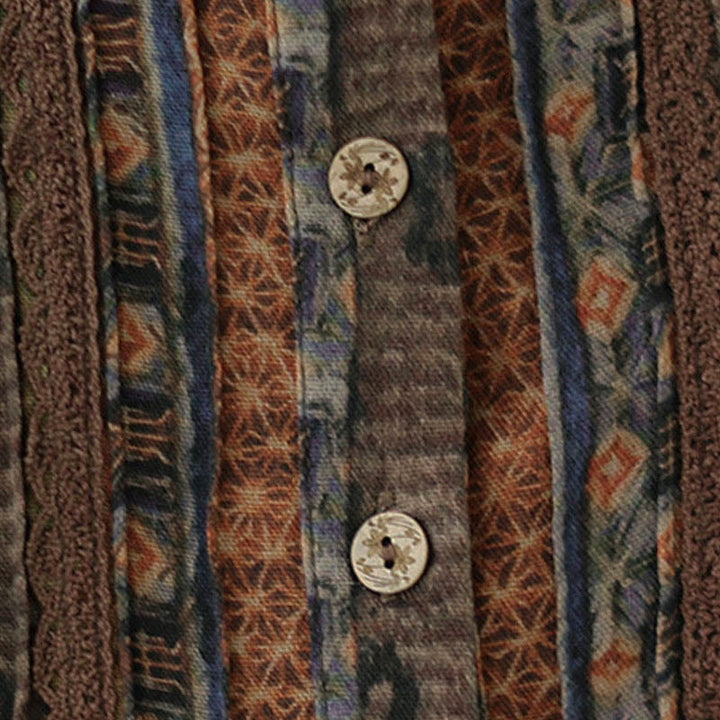 Buddha Stones Retro-Damenbluse mit floralem Print, Faltenwurf, langen Ärmeln und Taschen - image 12