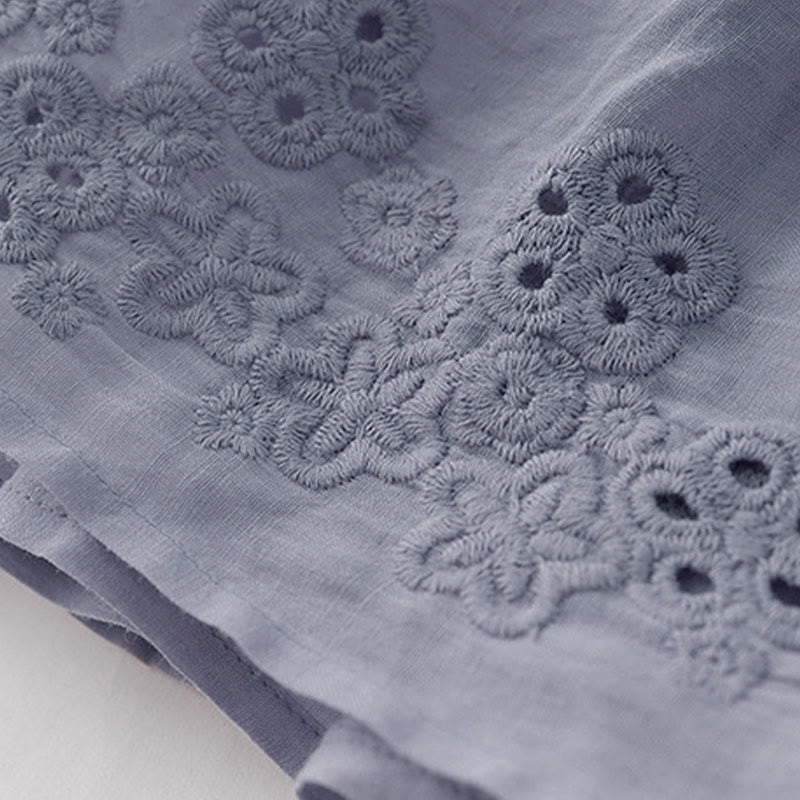 Buddha Stones Damenrock mit A-Linien-Schnitt, hohem Bund, hohem Bund, besticktem Lochmuster, Kordelzug und Taschen - image 7