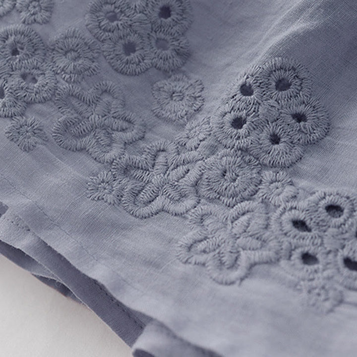 Buddha Stones Damenrock mit A-Linien-Schnitt, hohem Bund, hohem Bund, besticktem Lochmuster, Kordelzug und Taschen - image 7