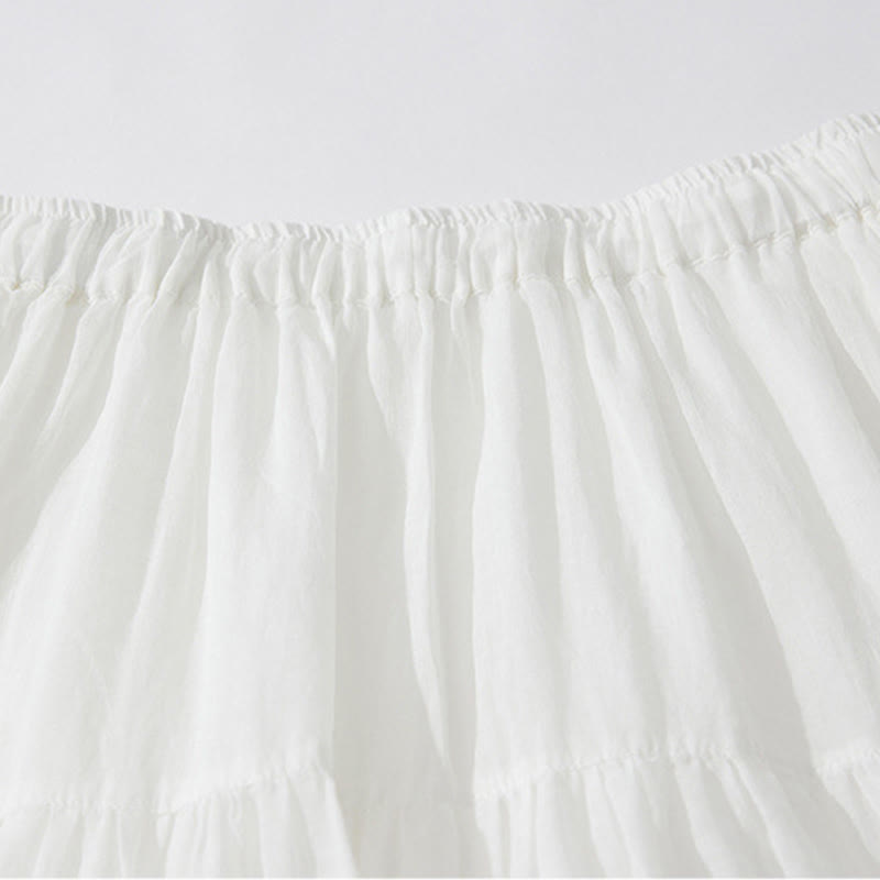 Buddha Stones Damenrock mit A-Linien-Schnitt, hohem Bund, hohem Bund, besticktem Lochmuster, Kordelzug und Taschen - image 11