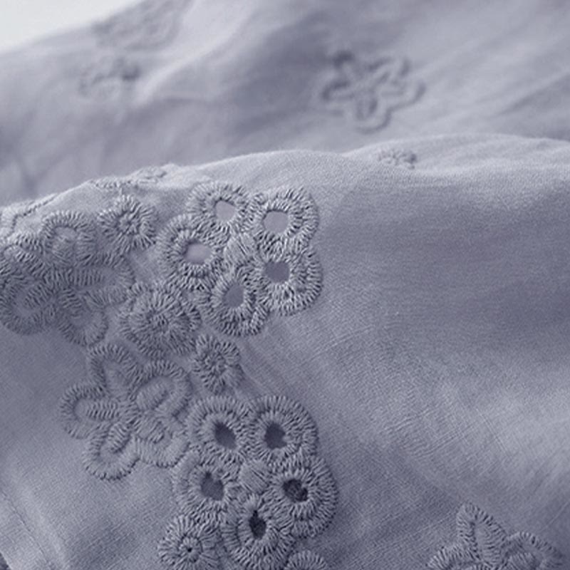 Buddha Stones Damenrock mit A-Linien-Schnitt, hohem Bund, hohem Bund, besticktem Lochmuster, Kordelzug und Taschen - image 5