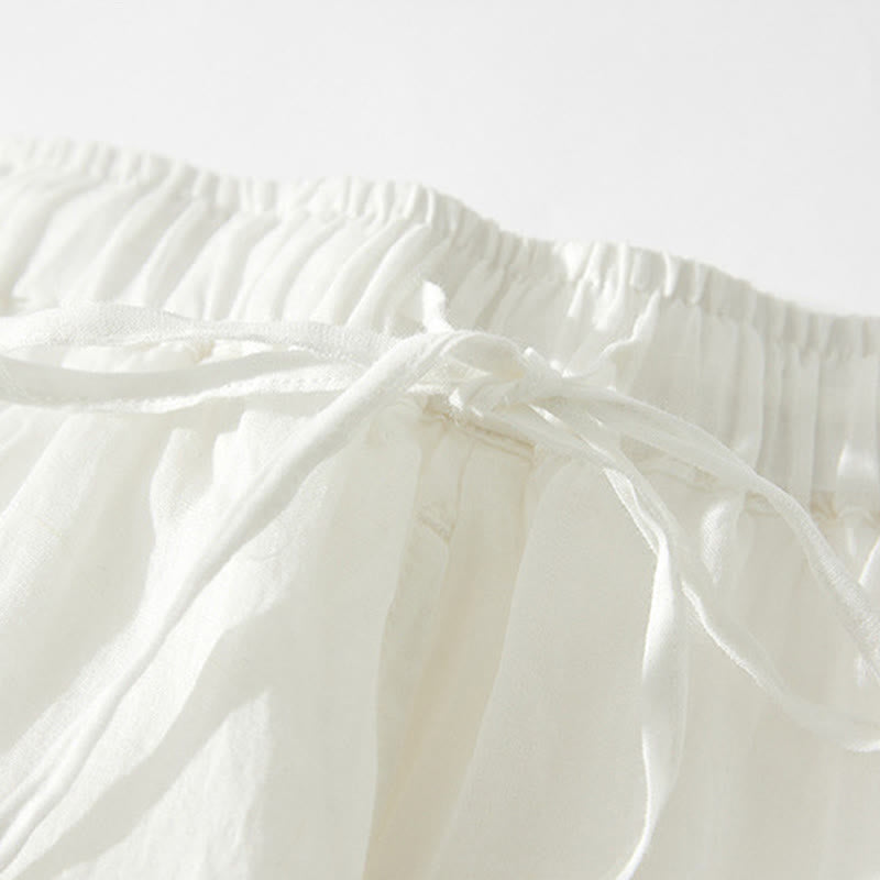 Buddha Stones Damenrock mit A-Linien-Schnitt, hohem Bund, hohem Bund, besticktem Lochmuster, Kordelzug und Taschen - image 10