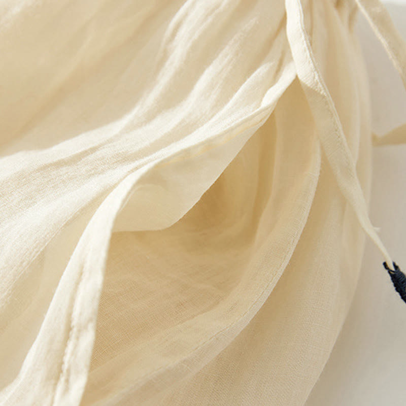 Buddha Stones Damenrock mit A-Linien-Schnitt, hohem Bund, hohem Bund, besticktem Lochmuster, Kordelzug und Taschen - image 17