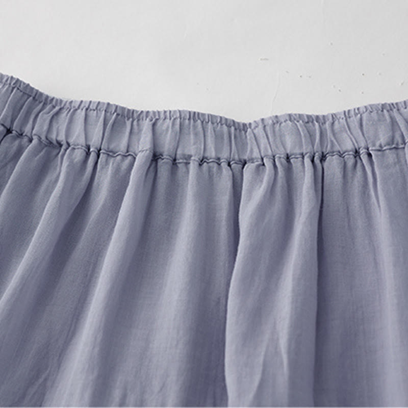 Buddha Stones Damenrock mit A-Linien-Schnitt, hohem Bund, hohem Bund, besticktem Lochmuster, Kordelzug und Taschen - image 3