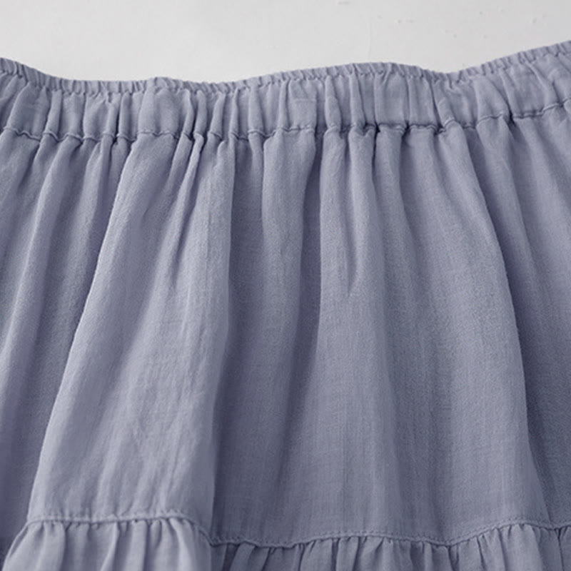 Buddha Stones Damenrock mit A-Linien-Schnitt, hohem Bund, hohem Bund, besticktem Lochmuster, Kordelzug und Taschen - image 2