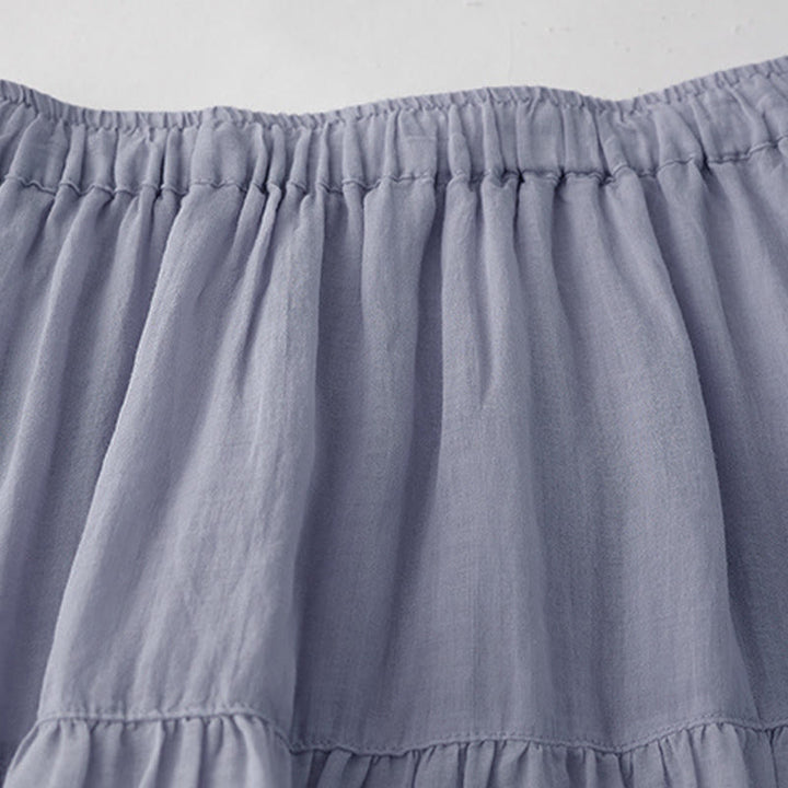 Buddha Stones Damenrock mit A-Linien-Schnitt, hohem Bund, hohem Bund, besticktem Lochmuster, Kordelzug und Taschen - image 2