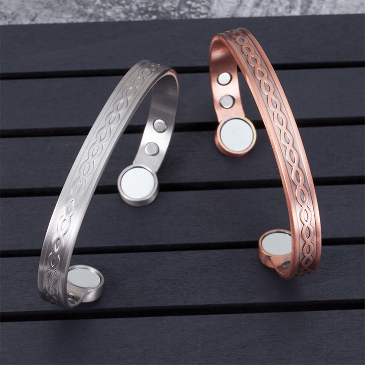 Buddha Stones Armband mit verschlungenem Schlaufenmuster, Kupfer, Glückssymbol, offene Manschette - image 11