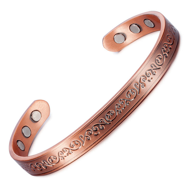 Buddha Stones Graviertes, gemustertes Kupferarmband mit offener Manschette - image 4