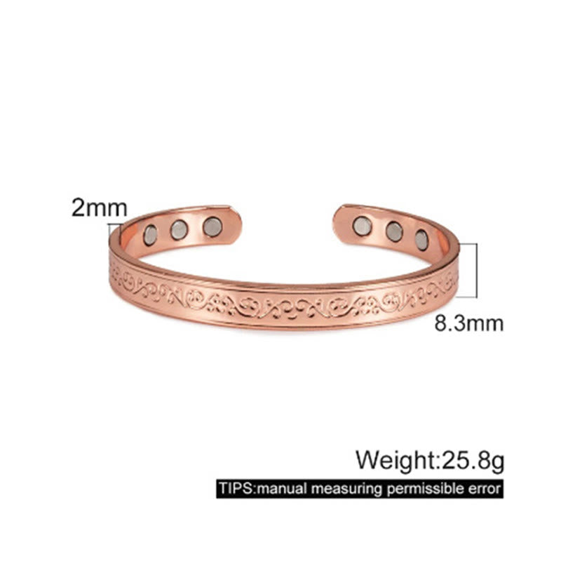 Buddha Stones Graviertes, gemustertes Kupferarmband mit offener Manschette - image 11