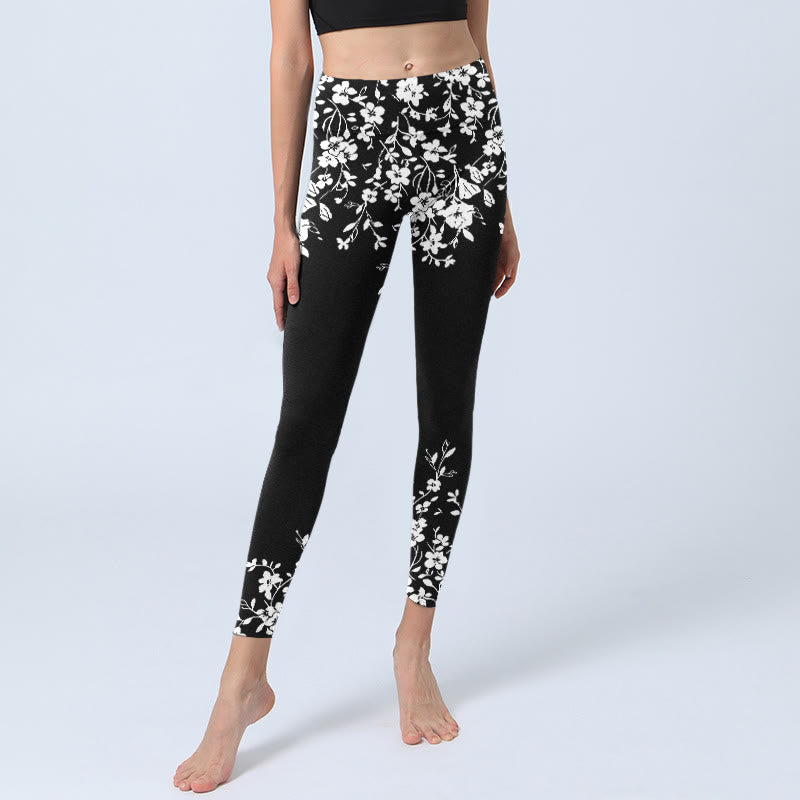 Buddha Stones Wunderschöne Leggings im minimalistischen Stil mit Blumenmuster – die perfekte Sport- und Yogahose für Damen. - image 5