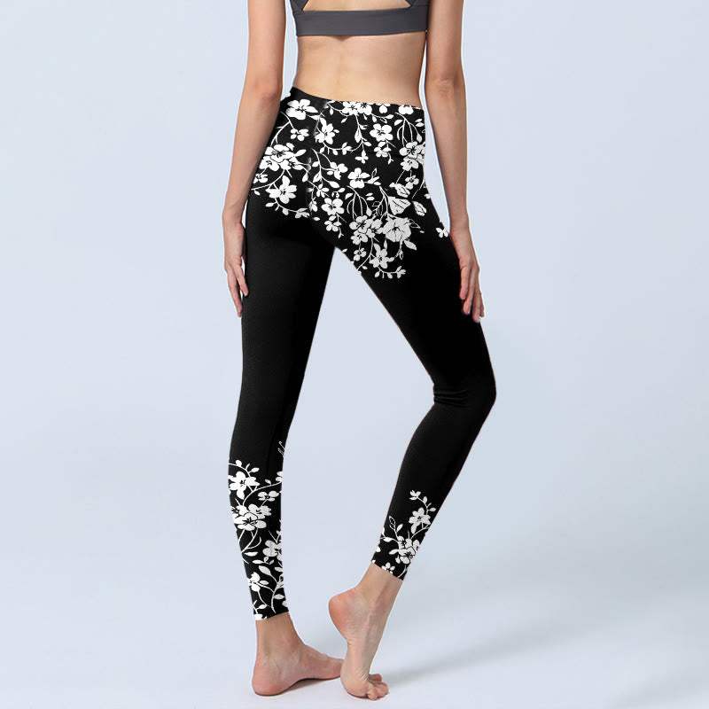 Buddha Stones Wunderschöne Leggings im minimalistischen Stil mit Blumenmuster – die perfekte Sport- und Yogahose für Damen. - image 3