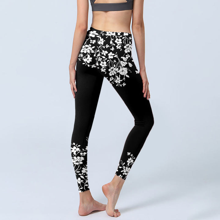 Buddha Stones Wunderschöne Leggings im minimalistischen Stil mit Blumenmuster – die perfekte Sport- und Yogahose für Damen. - image 3