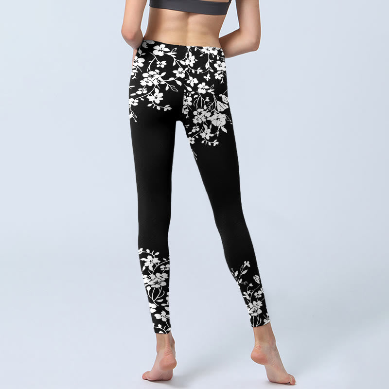 Buddha Stones Wunderschöne Leggings im minimalistischen Stil mit Blumenmuster – die perfekte Sport- und Yogahose für Damen. - image 6