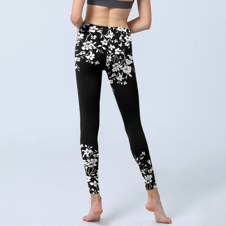 Buddha Stones Wunderschöne Leggings im minimalistischen Stil mit Blumenmuster – die perfekte Sport- und Yogahose für Damen. - image 6