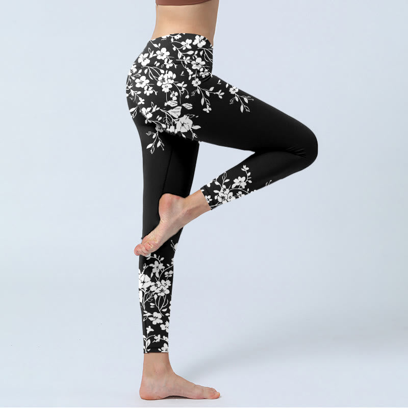 Buddha Stones Wunderschöne Leggings im minimalistischen Stil mit Blumenmuster – die perfekte Sport- und Yogahose für Damen. - image 4