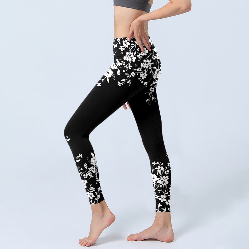 Buddha Stones Wunderschöne Leggings im minimalistischen Stil mit Blumenmuster – die perfekte Sport- und Yogahose für Damen. - image 2