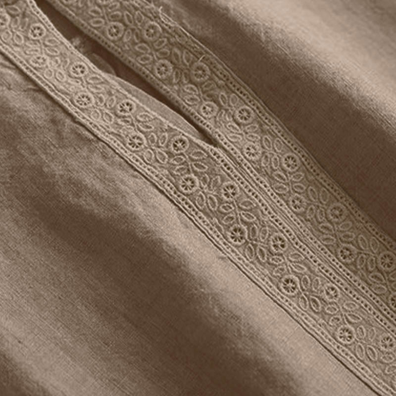 Buddha Stones Casual Plain Damenbluse mit Rundhalsausschnitt und Dreiviertelärmeln - image 5