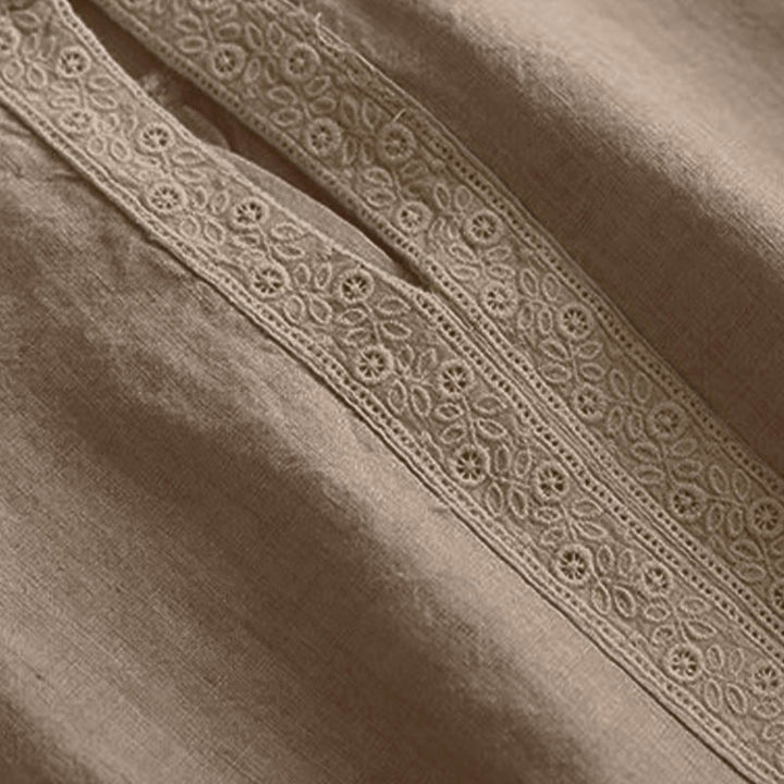 Buddha Stones Casual Plain Damenbluse mit Rundhalsausschnitt und Dreiviertelärmeln - image 5