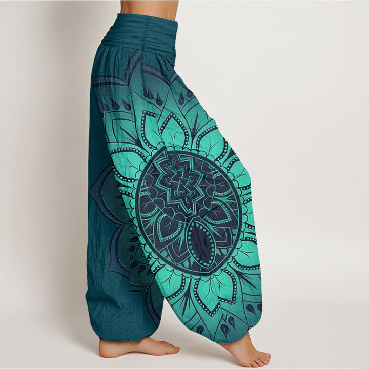 Buddha Stones Haremshose aus Baumwolle mit symmetrischem Mandala-Muster und elastischem Bund für Damen - image 7