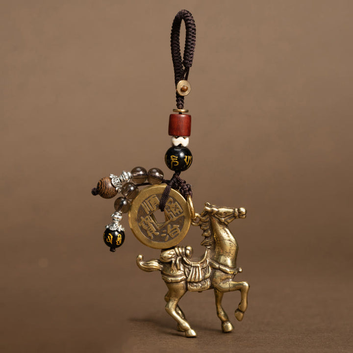 Buddha Stones Fünf-Kaiser-Münzen aus Kupfer und Messing zum Jahr des Pferdes – Om Mani Padme Hum Schutz-Schlüsselanhänger - Om Mani Padme Hum Pferd (Größe: 43*50 mm) - image 10